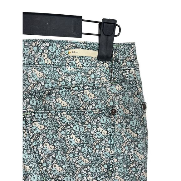 PILCRO & THE LETTER PRESS X ANTHROPOLOGIE BLUE FLORAL PRINT CROPPED JEANS - Picture 8 of 8